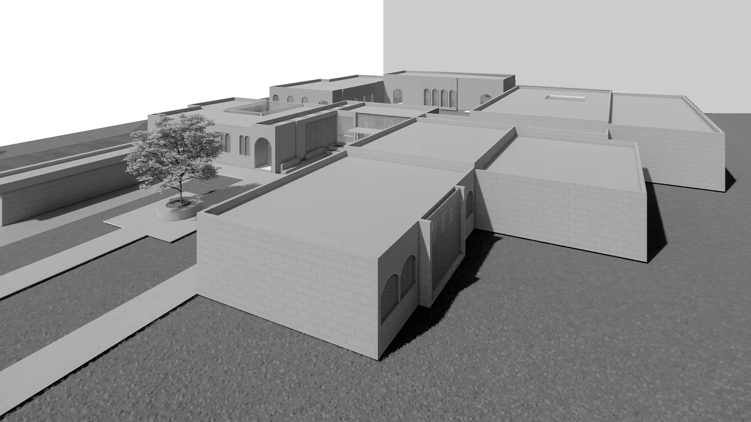 Three-dimensional view of the community centre.