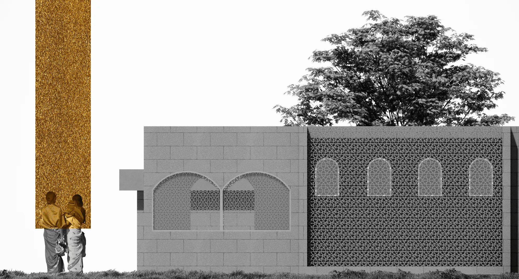 Elevation render with the gold accent.