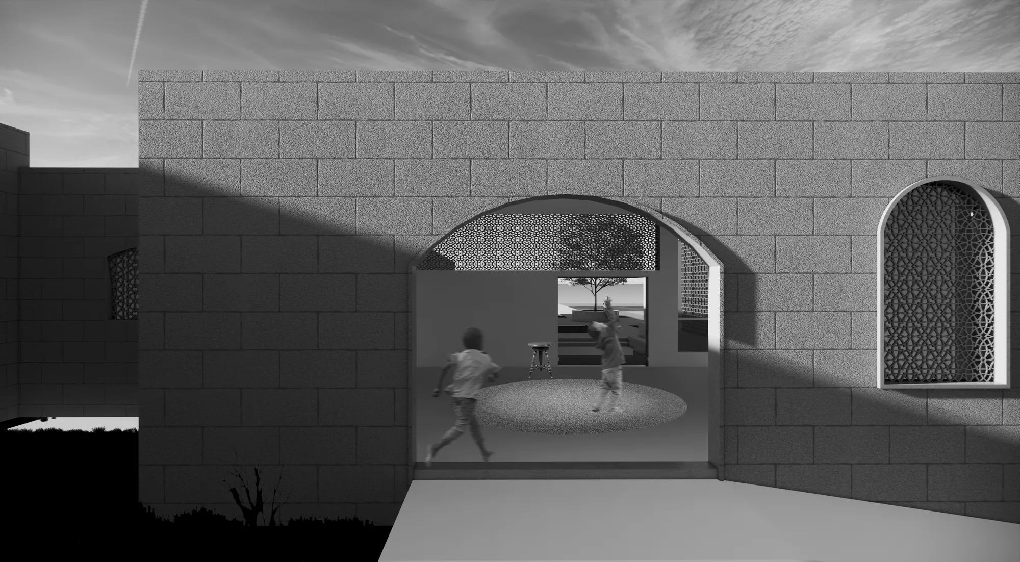 Render of the children's play area.