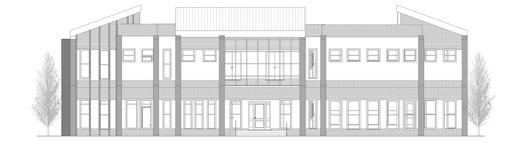 Rendered front elevation of the library.