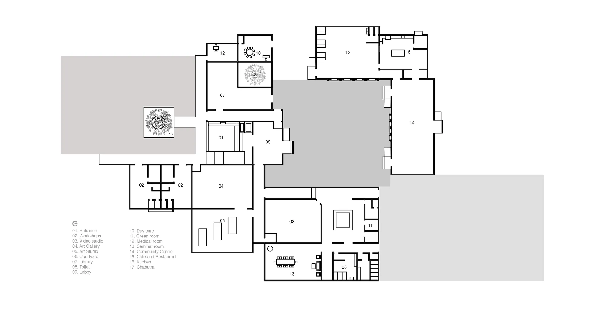 Rendered floor plan of the community centre.