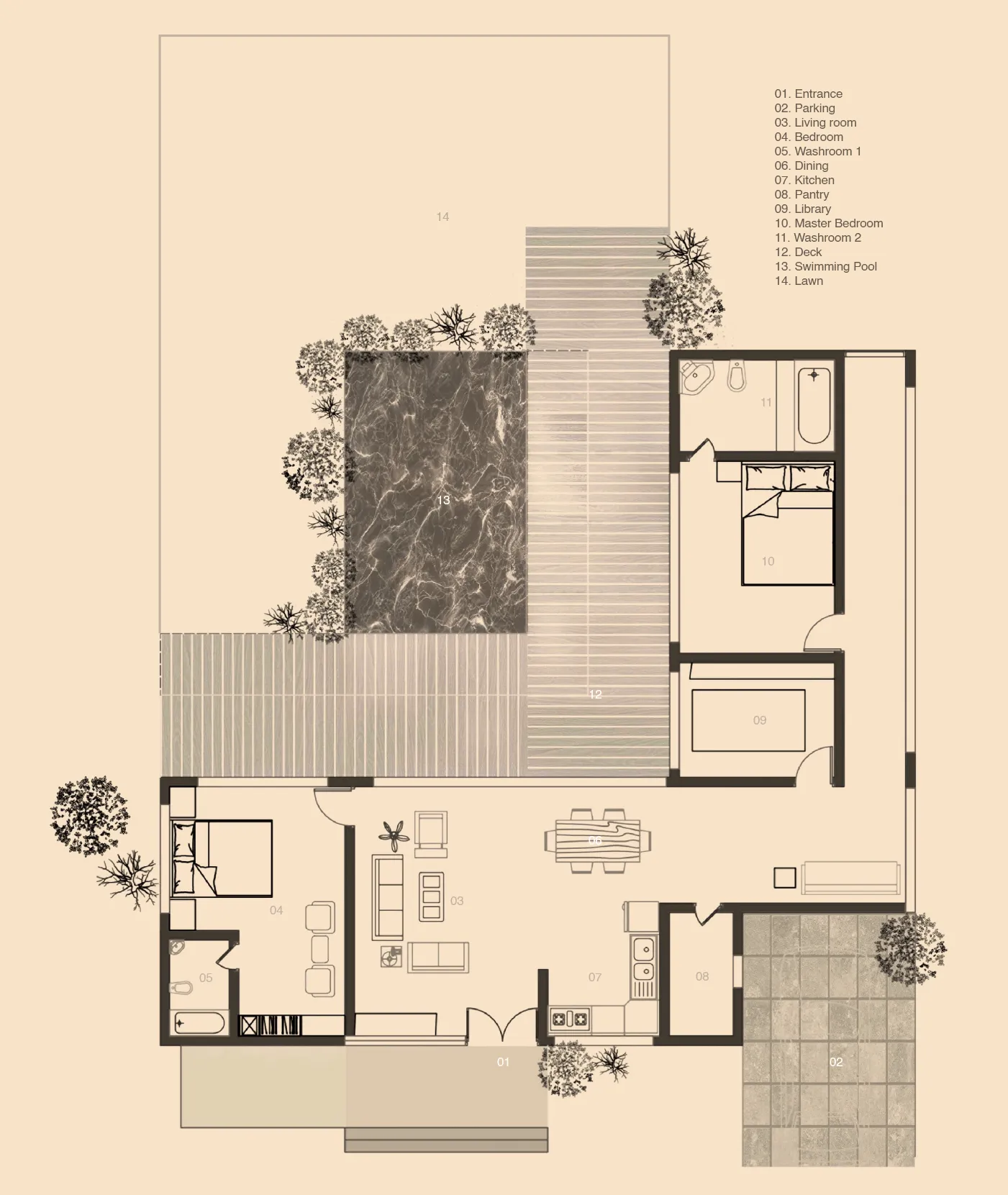 Floor plan of the homestead.